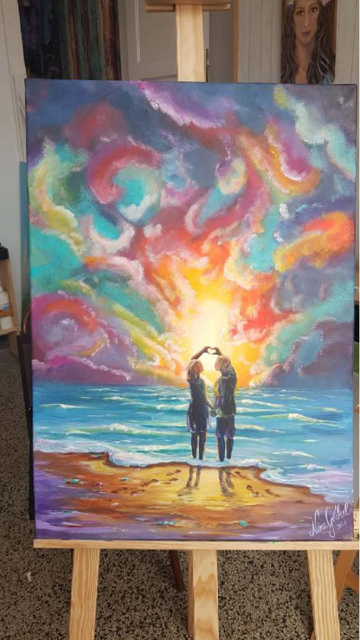 2021 bunte wolken liebespaar acryl gemaelde nina goeckel 1