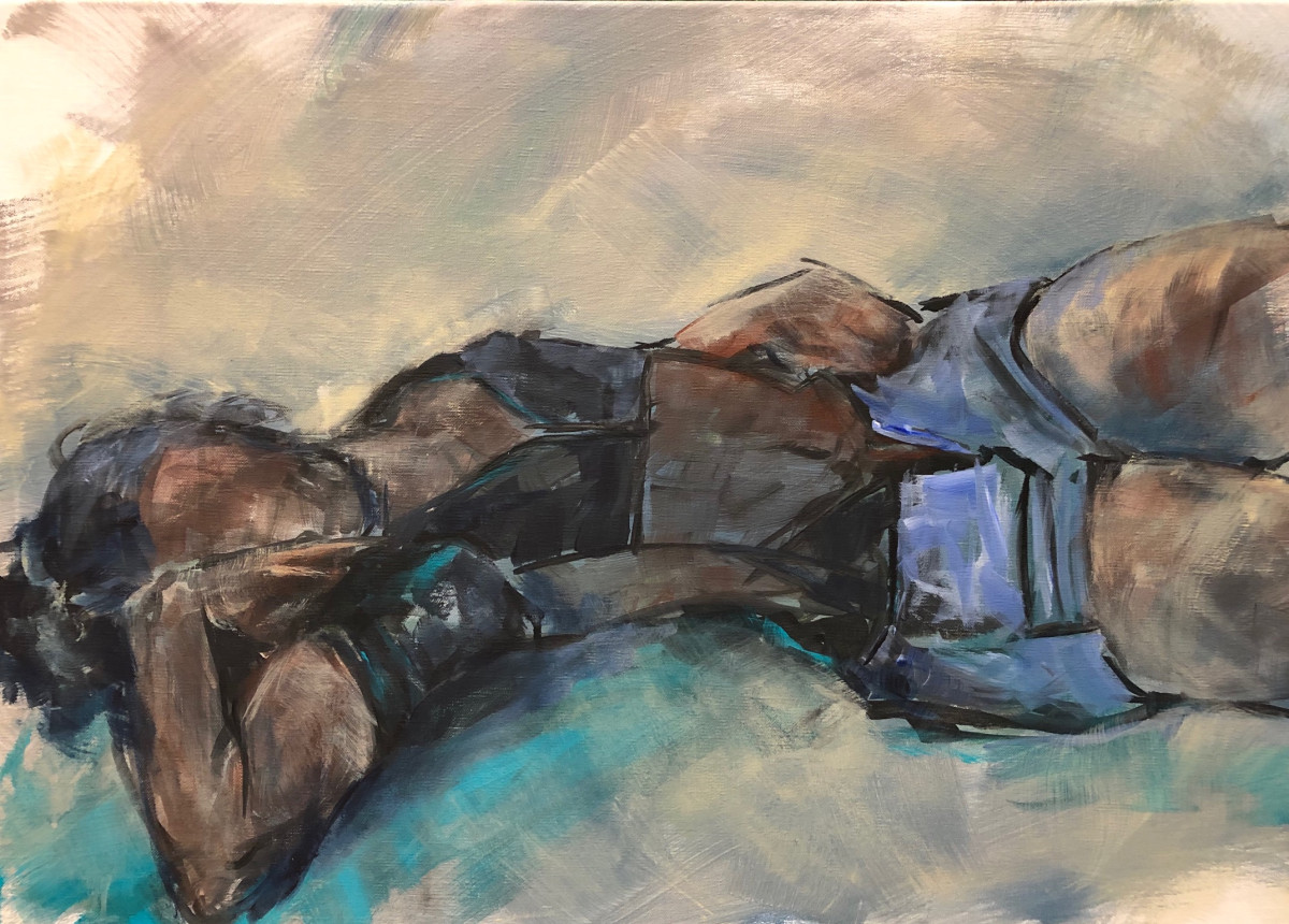 Abwarten 70x50cm Acryl